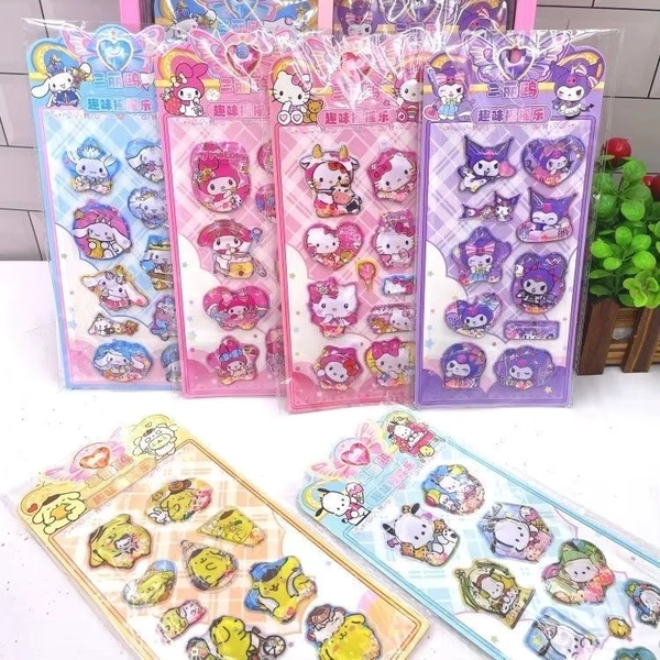 Cartoon Sanrio Hello Kitty 3D Shake Water Stickers Kurumi Melody Manual Stationery Phone Cases Hand Decorations Cute Gifts - AliExpress 