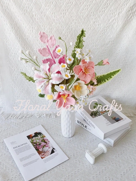 Crocheted Flower Bouquet | Handmade Floral Arrangement | Gift for Mom, Mother's Day, Home Decor, Forever Flowers, Crochet Flowers