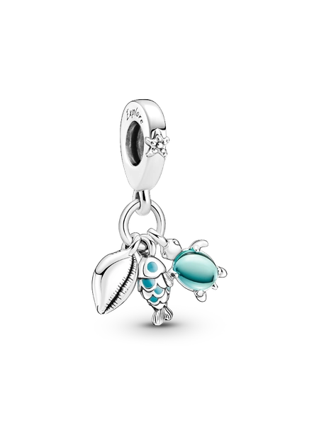 Fish, Sea Turtle & Conch Triple Dangle Charm