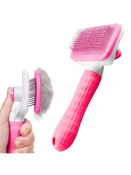 1pc Pet Grooming Brush, Deshedding Tool For Dogs And Cats, One-Click Loose Undercoat Removal, Pet Grooming Tool - Size one-size