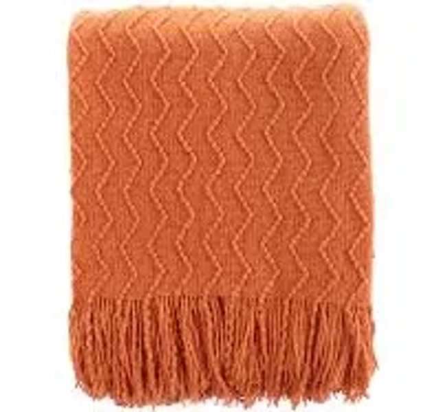 Battilo Home Lightweight Throw Blanket Textured Solid Soft Sofa Couch Cover Decorative Knitted Blanket 50" x 60"