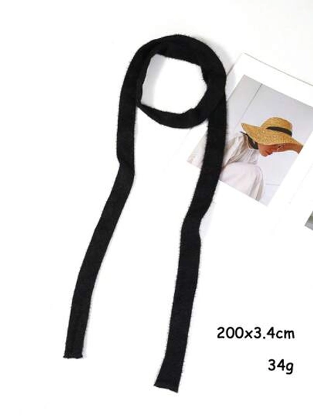 1pc Women Faux Rabbit Fur Silk Ribbon Neck Warmer With Bow, Double Layered Scarf For Winter Accessories Women