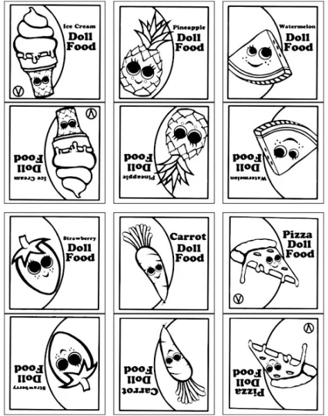 Baby Alive Food Packets: Ice Cream, Pineapple, Melon (Coloring Sheet)