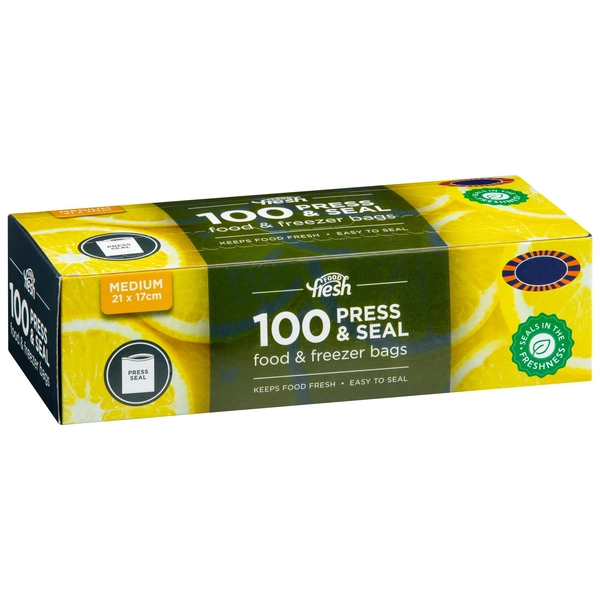 Food Fresh Press & Seal Food & Freezer Bags 100pk