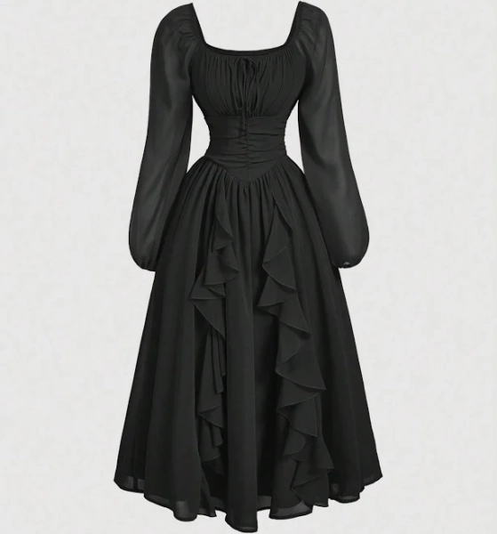SHEIN Women's Ruffled Lantern Sleeve Dress