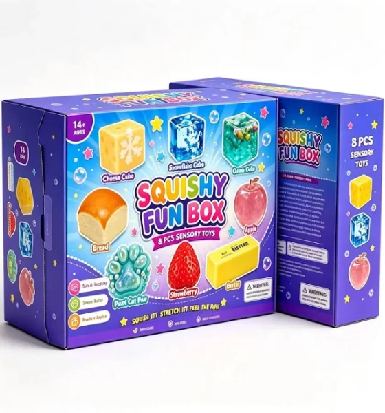 8-Pcs Squishy Set, Malt Sugar Slow-Rise Fidget Toys, Sensory Stress Relief Bundle, 8 Unique Styles, Perfect Party Gift for Kids
