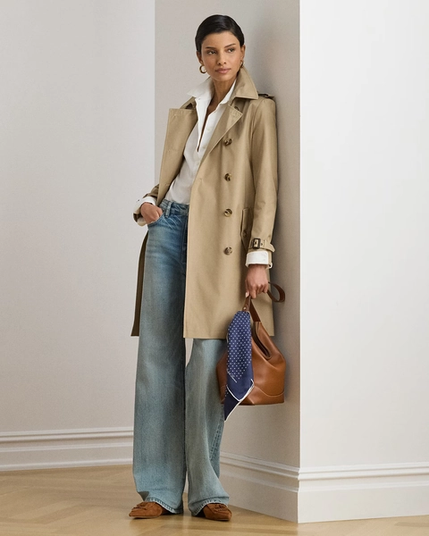 Double-Breasted Cotton-Blend Trench Coat