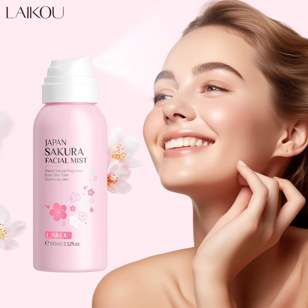 LAIKOU Sakura Facial Mist Brightening Spray Moisturizing Face Serum Brightening Toner Shrink Pores Oil Controlg Skincare 100ml - AliExpress 66