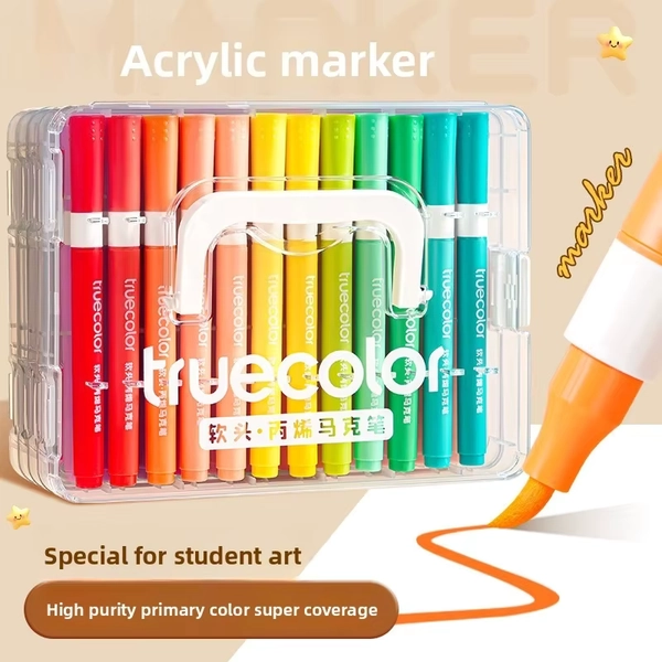 12 Color Waterproof Acrylic Paint Markers Soft Tip Odorless Fade Proof Quick Dry Portable For Art Journal Professionals And Stud - AliExpress 21