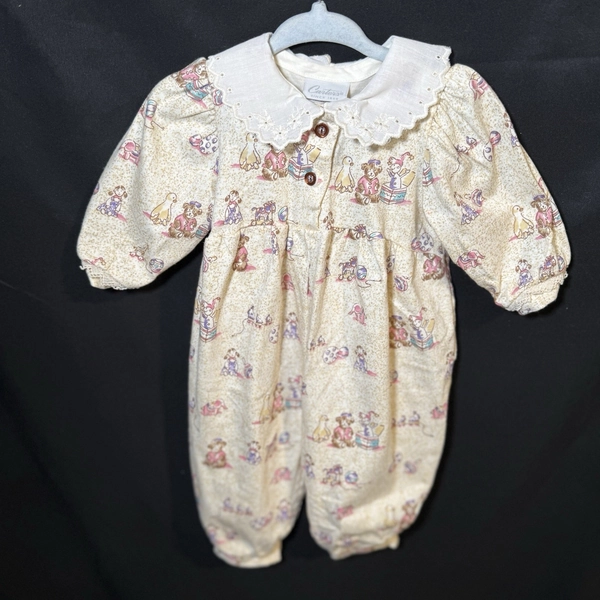 Vintage Carters Baby Girl Romper Pastels Bears Ducks Toy Theme 6-9 Mo 80s Or 90s