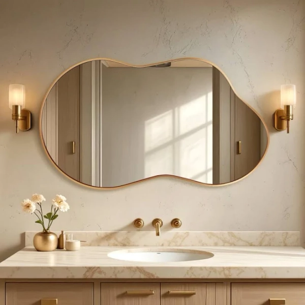 Agnete Irregular Metal Wall Mirror Asymmetrical Accent Mirror for Bathroom Latitude Run