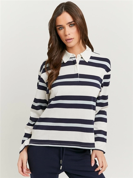 T-Shirt With Long Sleeves - White / Navy / Blue - M