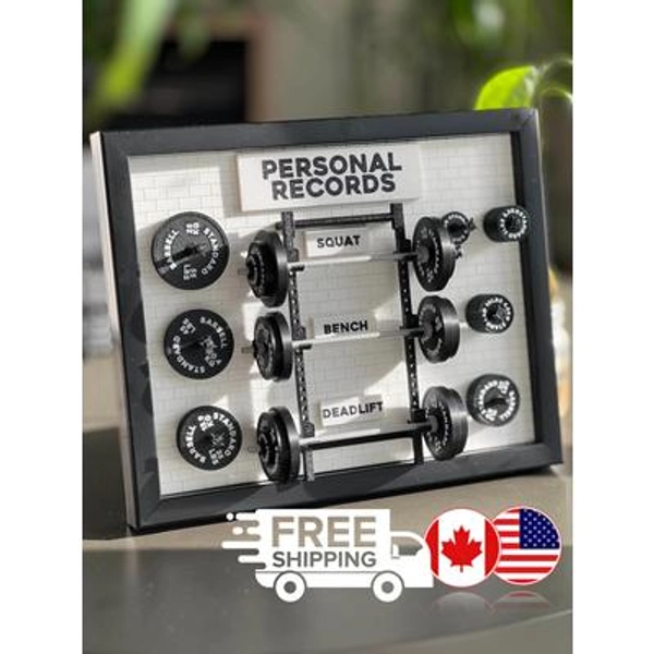 Custom Gym PR Board | Personal Record Tracker | Miniature Barbell Home Gym Decor | Powerlifting Crossfit Weightlifting Gift