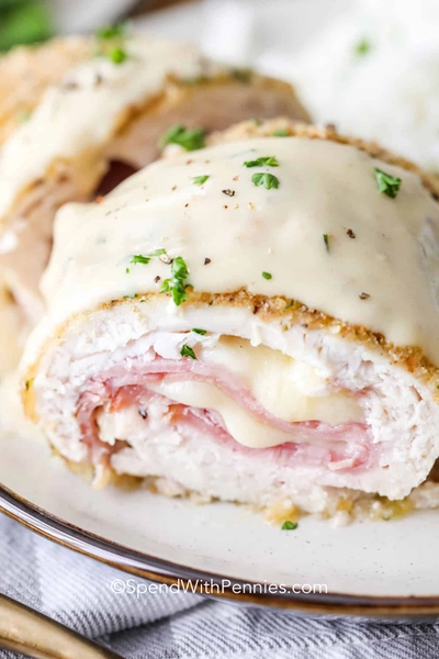 Oven Baked Chicken Cordon Bleu - Spend With Pennies