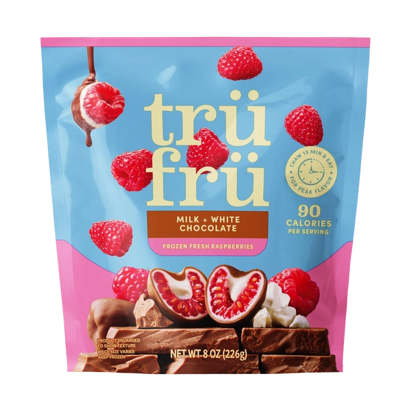 Tru Fru Frozen Raspberries in Milk & White Chocolate, 8oz - Walmart.com