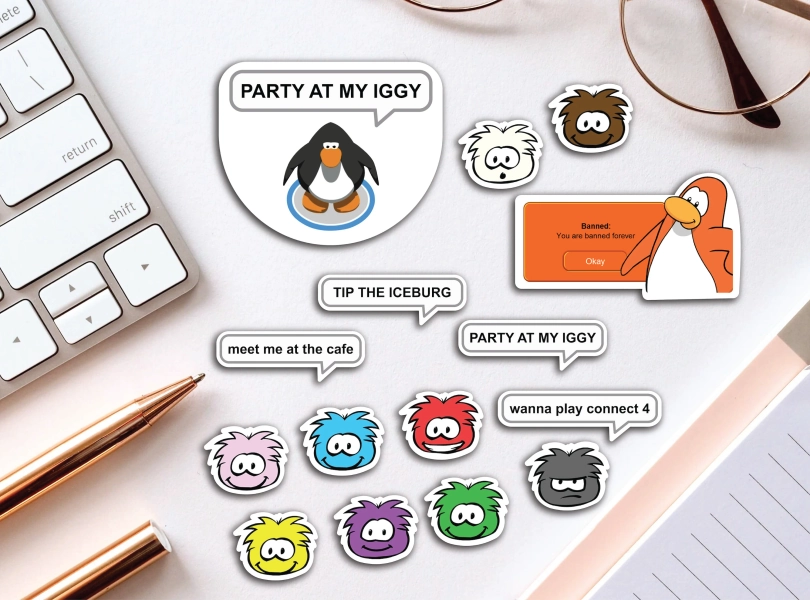 Club Penguin Sticker Bundle | Relatable Sticker, Water Bottle Sticker, Sticker for Laptop, Club Penguin Inspired, Puffle Sticker
