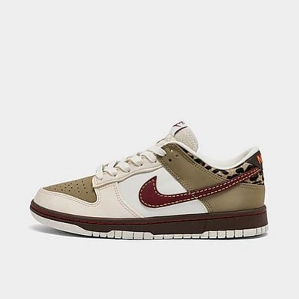 Nike Women's Dunk Low Casual Shoes in Khaki/Team Red/Baroque Brown Size: 7.5