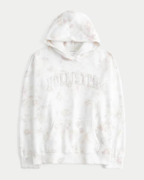 Hollister Feel Good Oversized Floral Logo Graphic Hoodie