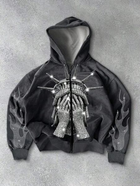 Rhinestone Hoodie Boy, Black Graphic Hoodies, Goth Hoodie Boy, Graphic Rhinestone Hoodie, Statue Of Liberty Hoodie, Kids' Choice Collection, Everyday Basic, Happy Kids, Pastel Colors For Kids, Bikercore, Family Trip, Happy Days, I Love Mommy, I Love Daddy, Lovely Home, Cool Kids, Streetstyle, Tween Boy Casual Cartoon Pattern Loose Fit Long Sleeve Hoodie Sweatshirt, Thick For Autumn/Winter