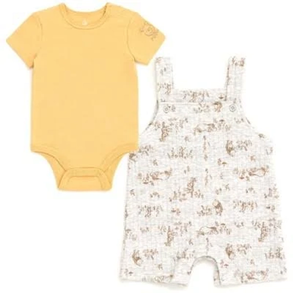 Disney Winnie the Pooh Eeyore Tigger Bodysuit and Overalls Outfit Set