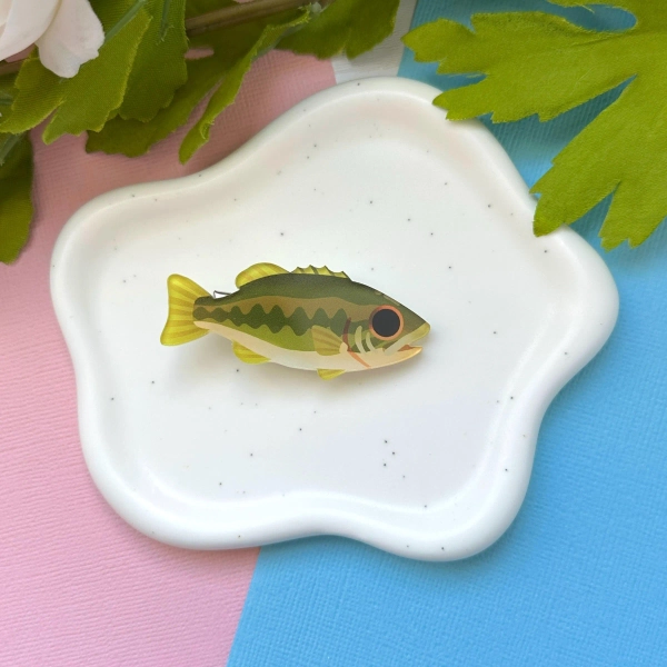 Large Mouth Bass Acrylic Hair Clip