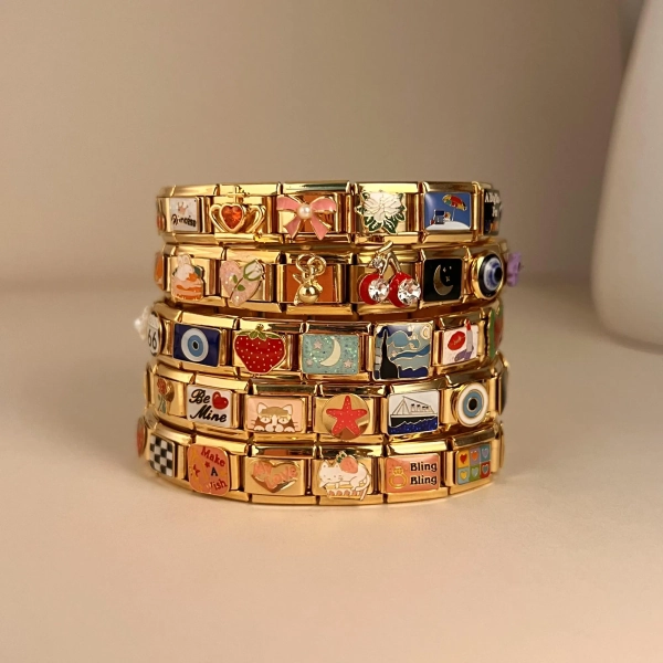 Custom Italian Charm Bracelet, Gold Italy Charms Bracelet, Vintage Best Friend Bracelet, Handmade Italian Watch Bracelets for Women Gifts