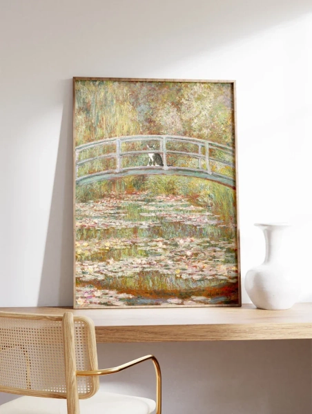 Monet Waterlily Cat Print, Claude Monet Cat Poster, Cat Art, Floral Print, Wall Art Decor