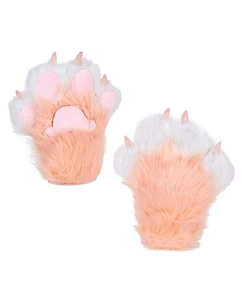 Pink Furry Paw Gloves