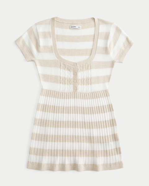 Short-Sleeve Henley Babydoll Top