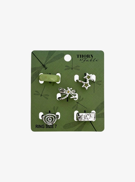 Thorn & Fable Dragonfly & Star Ring Set