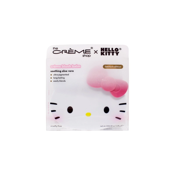 The Crème Shop x Hello Kitty Crème Blush Balm, Berry Cute, Strawberry Milk, Peach Pouf