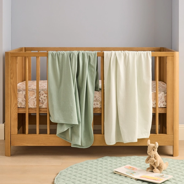 Adairs Kids - Organic Cotton Jersey Green Stripe Swaddles Pack of 2 | Adairs