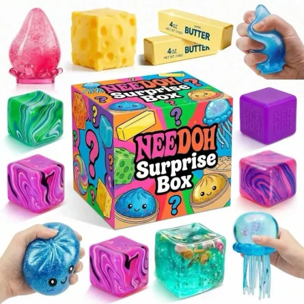 NeeDoh Food Shaped Squishy Toy Blind Box Mystery Boxes Surprise Toy Box Cute Anxiety Relief Fidget TPR Multicolor Surprise Holiday Birthday