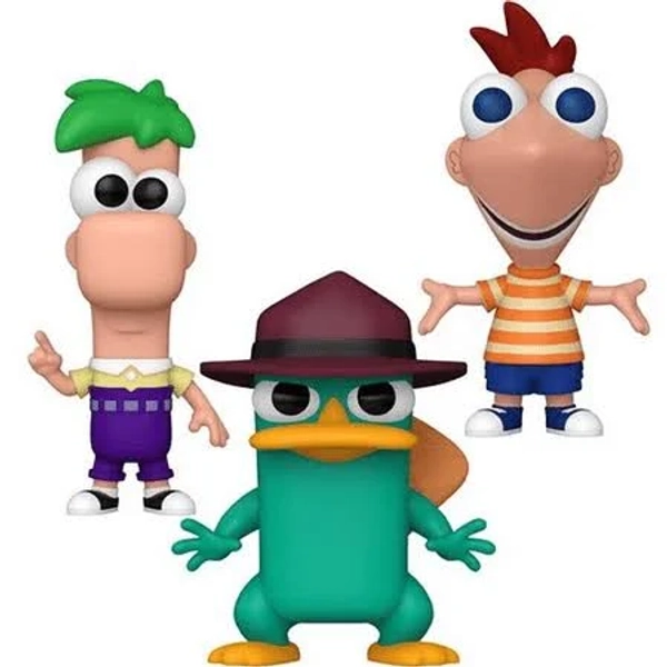 Funko Pop! Disney: Phineas & Ferb Complete Set of 3 Phineas, Ferb & Agent Perry (Perry the Platypus) with Protectors