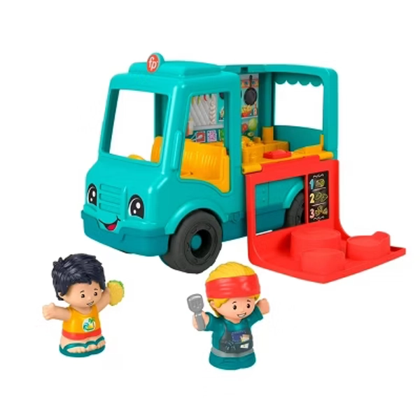 Fisher-Price Little People Musical Toddler Toy Serve It Up Food Truck Vehicle with 2 Figures for Pretend Play Kids Ages 1+ Years