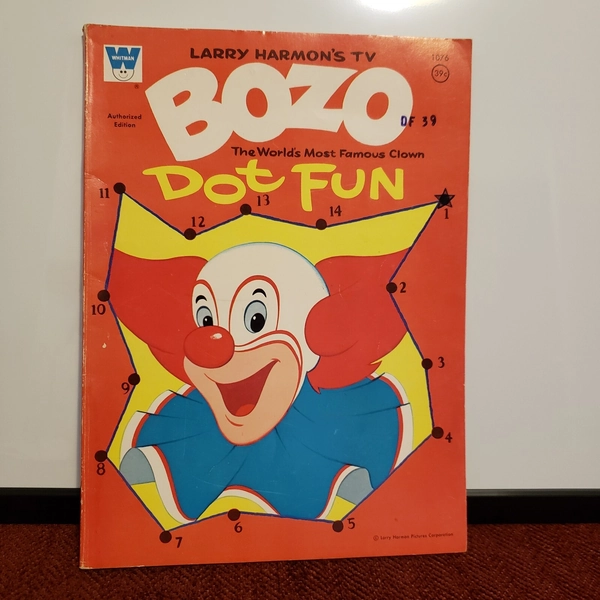 1971 LARRY HARMONS FAMOUS TV BOZO CLOWN DOT TO DOT FUN BOOK