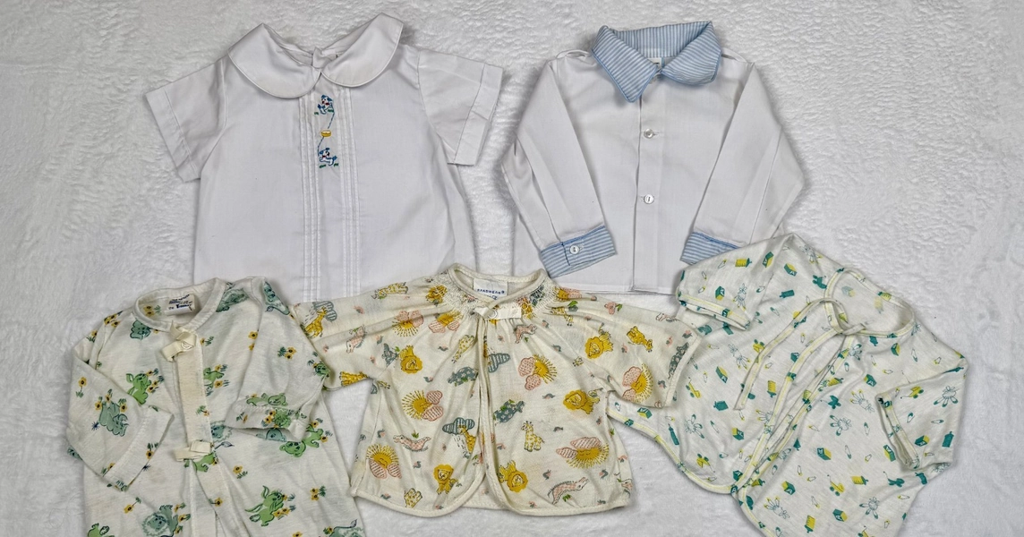 Vintage 1970s baby children's clothes blouses, shirts, layette 3-9 months Saks