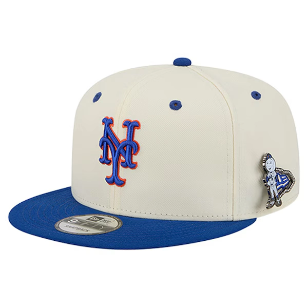  New York Mets New Era Mascot Pin 9FIFTY Snapback Hat - Cream