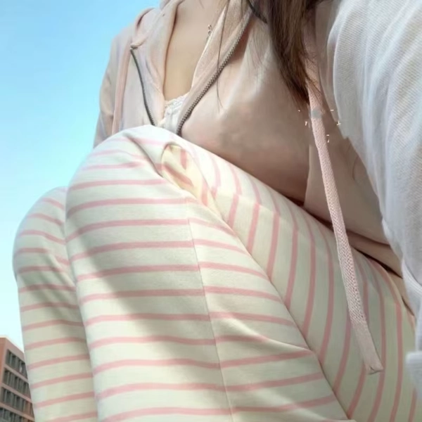 Y2k Sweet Pink Striped Casual Pants for Women Summer Harajuku Straight Trousers 2026 New High Waist Loose Wide Leg Pants - AliExpress 200000345