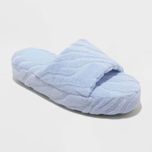 Women's Adrianna Platform Slippers - Auden™ Blue M: Slip-On, Open Toe, Indoor/Outdoor Sole
