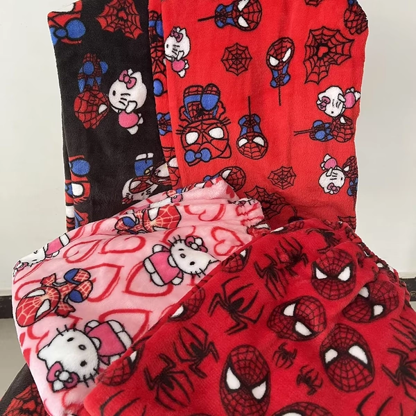2024 New Spider Man Sleeping Pants Anime Hello Kitty Pajama Pants Flannel Soft Casual Pants Cartoon Home Trousers Couple Gifts - AliExpress 