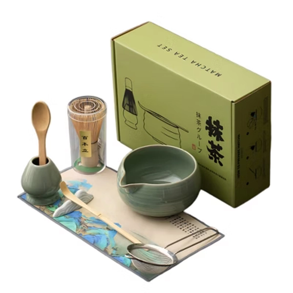 8-Piece Matcha Whisk Set – Complete Matcha Kit with Ceramic Bowl, Bamboo Whisk, Sifter & Towel for Matcha Latte