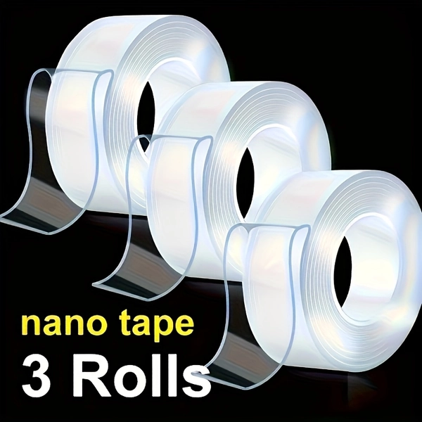 [Strong|Reusable] 3pcs Strong Reusable Nano Double-sided Tape | Traceless Washable Adhesive | For Homes Offices Cars