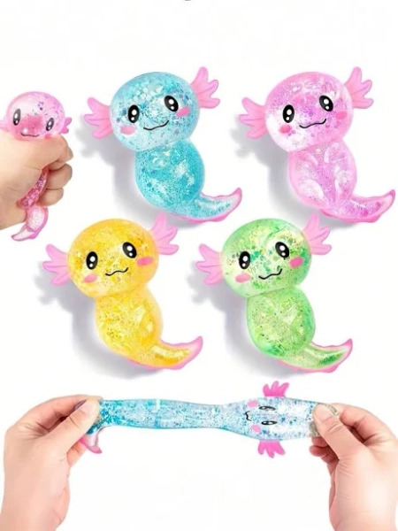 1/3/4/5pcs Shiny Crystal Salamander Squishy Toys, Soft Slow Rebound, Anti-Stress Fidget Toys, Cute Small Gadgets, Taba Squishy, Portable Travel Finger