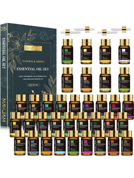 MAYJAM 35x5ML Essential Oil Gift Set, Pure Essential Oils for Diffusers Massage, Fragrance Oil Scented Oil for DIY Soap Candle Making
