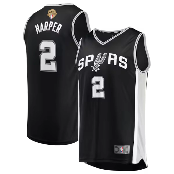Men's San Antonio Spurs Dylan Harper Fanatics Black 2026 NBA Finals Patch Fast Break Jersey - Icon Edition