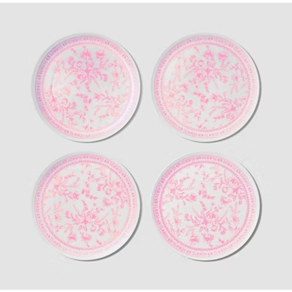Bamboo Pink Toile Large Plates (Pack of 4)