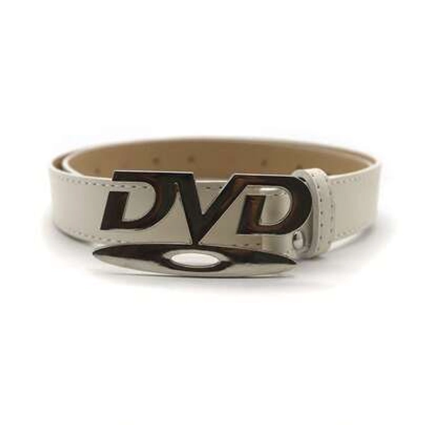 Unisex Retro DVD Buckle Decor PU Leather Multifunctional Belt, Black & White, Jeans Accessory, Couple Gift - Size 100