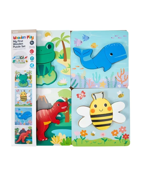 4 Pack My First Wooden Puzzle Set