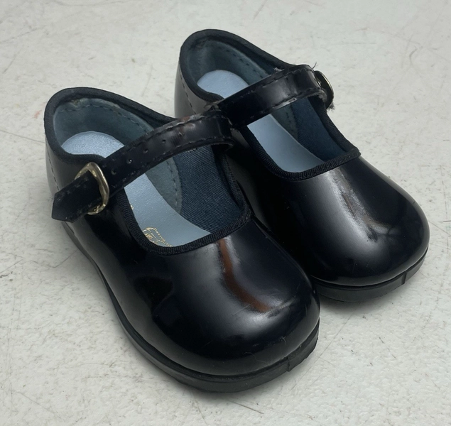 Vintage 1980s Mary Janess Black Dress Shoes Kids Size 3 Baby Girls Wiggles Retro
